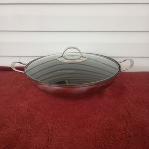 Masterclass Stainless Steel Non-Stick Double Sided 12.5"  Wok With Lid New